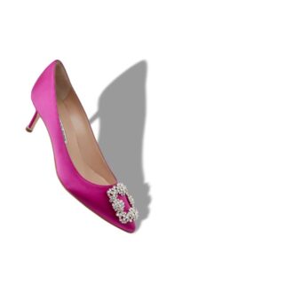HANGISI 50 Fuchsia Satin Jewel Buckle Pumps