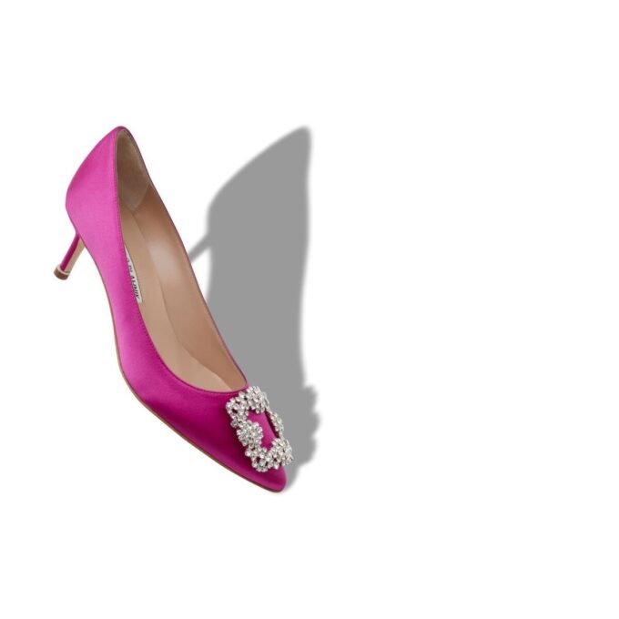 HANGISI 50 Fuchsia Satin Jewel Buckle Pumps
