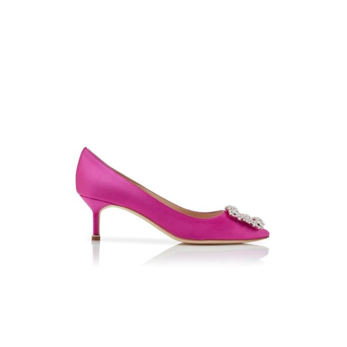 HANGISI 50 Fuchsia Satin Jewel Buckle Pumps