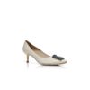 HANGISI 50 White Satin Jewel Buckle Pumps