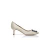 HANGISI 50 White Satin Jewel Buckle Pumps
