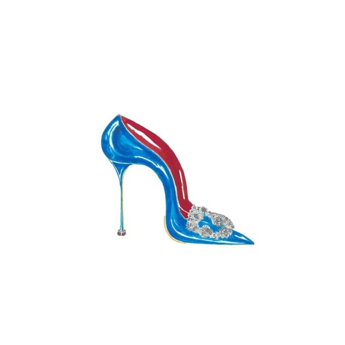 HANGISI 70 Blue Satin Jewel Buckle Pumps