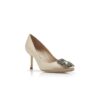 HANGISI 70 Champagne Satin Jewel Buckle Pumps