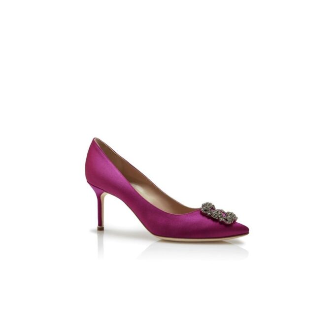 HANGISI 70 Dark Fuchsia Satin Jewel Buckle Pumps
