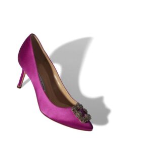 HANGISI 70 Dark Fuchsia Satin Jewel Buckle Pumps