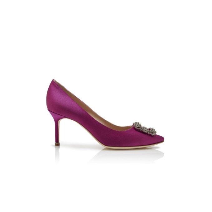 HANGISI 70 Dark Fuchsia Satin Jewel Buckle Pumps