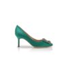 HANGISI 70 Green Satin Jewel Buckle Pumps