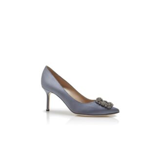 HANGISI 70 Grey Satin Jewel Buckle Pumps
