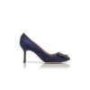 HANGISI 70 Navy Blue Satin Jewel Buckle Pumps