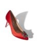HANGISI 70 Red Satin Jewel Buckle Pumps