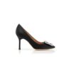 HANGISI 90 Black Satin Jewel Buckle Pumps