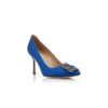 HANGISI 90 Blue Satin Jewel Buckle Pumps