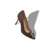 HANGISI 90 Brown Satin Jewel Buckle Pumps