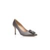 HANGISI 90 Dark Grey Satin Jewel Buckle Pumps