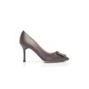 HANGISI 90 Dark Grey Satin Jewel Buckle Pumps