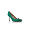 HANGISI 90 Green Satin Jewel Buckle Pumps