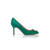 HANGISI 90 Green Satin Jewel Buckle Pumps
