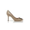HANGISI 90 Light Beige Satin Jewel Buckle Pumps
