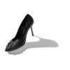 HANGISI Black Calf Leather Jewel Buckle Pumps