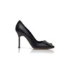 HANGISI Black Calf Leather Jewel Buckle Pumps