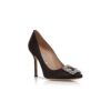 HANGISI Black Satin Jewel Buckle Pumps