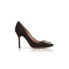 HANGISI Black Satin Jewel Buckle Pumps