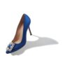 HANGISI Blue Satin Jewel Buckle Pumps