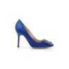 HANGISI Blue Satin Jewel Buckle Pumps