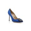 HANGISI Blue Satin Jewel Buckle Pumps
