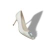 HANGISI BRIDAL 90 White Satin Jewel Buckle Pumps