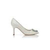 HANGISI BRIDAL 90 White Satin Jewel Buckle Pumps