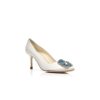 HANGISI BRIDE 70 White Satin Jewel Buckle Pumps