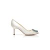 HANGISI BRIDE 70 White Satin Jewel Buckle Pumps