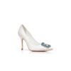 HANGISI BRIDE White Satin Jewel Buckle Pumps