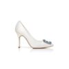 HANGISI BRIDE White Satin Jewel Buckle Pumps