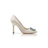 HANGISI BRIDE White Satin Jewel Buckle Pumps