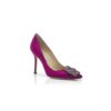 HANGISI Dark Fuchsia Satin Jewel Buckle Pumps
