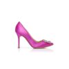 HANGISI Fuchsia Satin Jewel Buckle Pumps