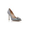 HANGISI GLITTER Silver Glitter Fabric Jewel Buckle Pumps HANGISI GLITTER Silver Glitter Fabric Jewel Buckle Pumps