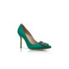 HANGISI Green Satin Jewel Buckle Pumps