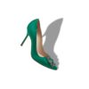 HANGISI Green Satin Jewel Buckle Pumps