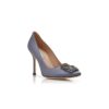 HANGISI Grey Satin Jewel Buckle Pumps HANGISI Grey Satin Jewel Buckle Pumps