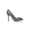 HANGISI Grey Satin Jewel Buckle Pumps HANGISI Grey Satin Jewel Buckle Pumps
