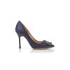 HANGISI Navy Blue Satin Jewel Buckle Pumps HANGISI Navy Blue Satin Jewel Buckle Pumps