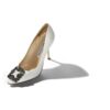 HANGISI White Satin Jewel Buckle Pumps HANGISI White Satin Jewel Buckle Pumps