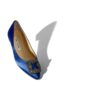 HANGISIFLAT Blue Satin Jewel Buckle Flat Pumps