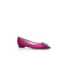 HANGISIFLAT Dark Fuchsia Satin Jewel Buckle Flat Pumps