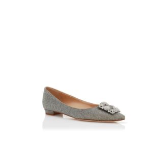 HANGISIFLAT GLITTER Mixed Glitter Fabric Jewel Buckle Flat Pumps