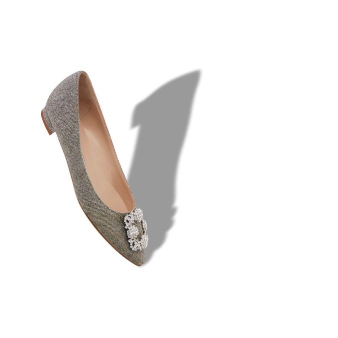 HANGISIFLAT GLITTER Mixed Glitter Fabric Jewel Buckle Flat Pumps