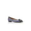 HANGISIFLAT Grey Satin Jewel Buckle Flat Pumps